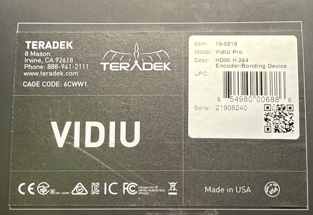 Teradek VidiU Pro HDMI Encoder/Bonding Device