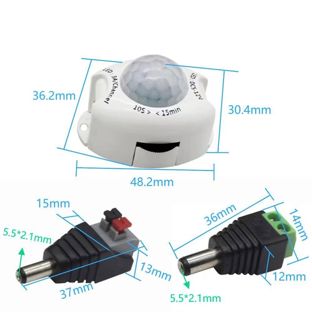 Motion Sensor Light 5V 12V DC Movement Detector Timer Automatic on OFF1432