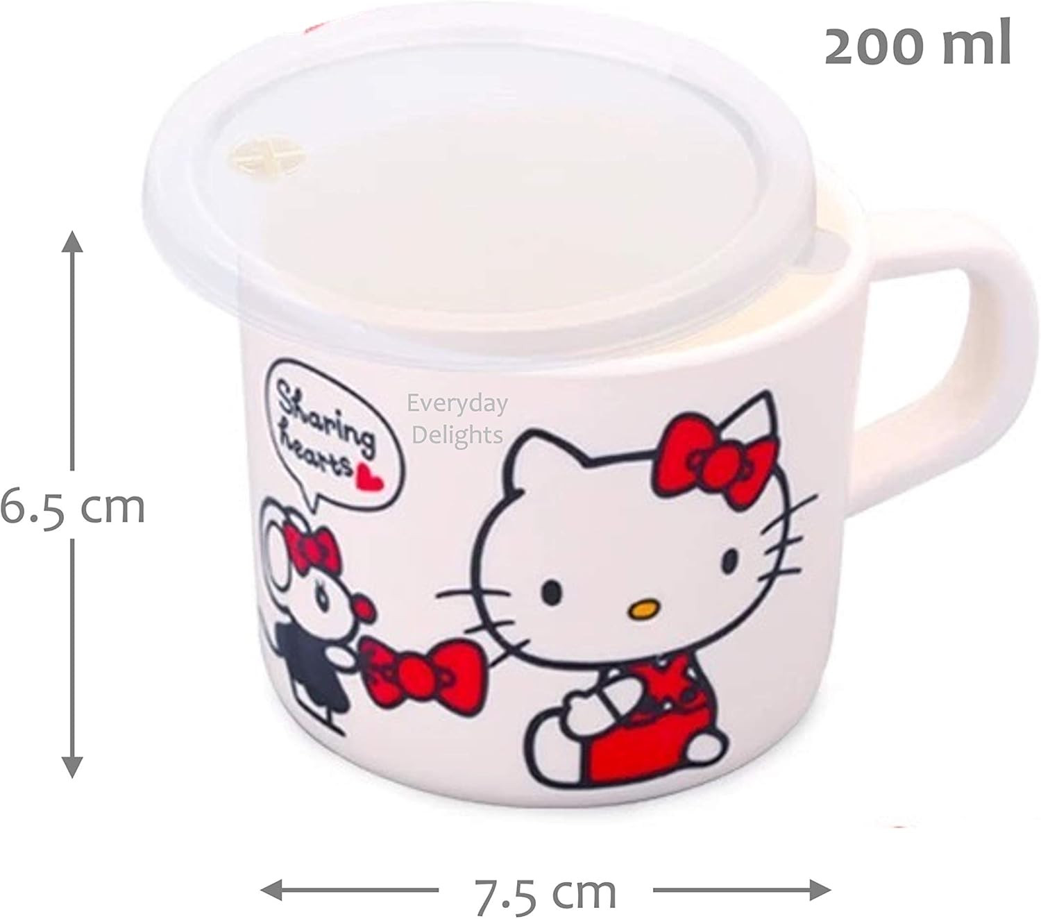 Hello Kitty Red Dinnerware Flatware Meal Set – Plate Bowl Cup Spoon, 4 Pieces