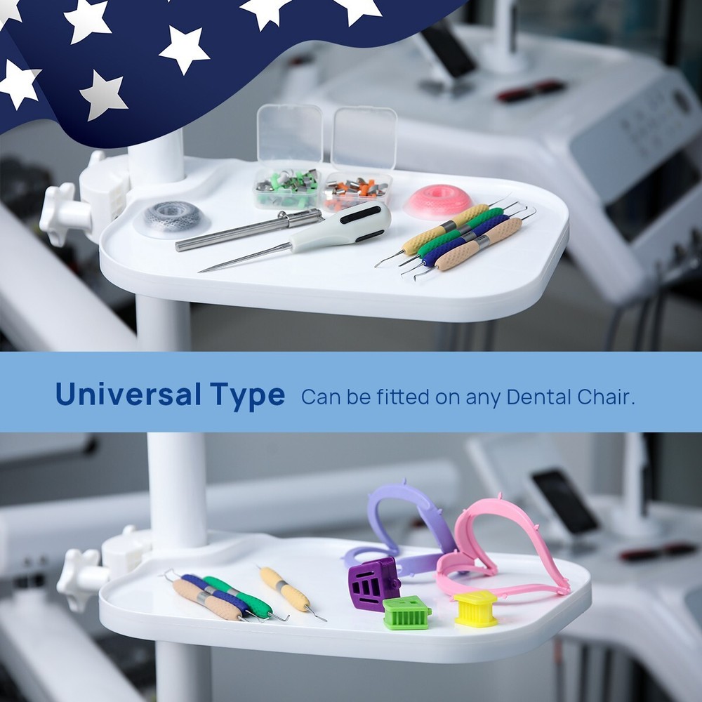 Universal Plastic Post Mounted Shelf Square Tray Adjustable for Dental Chair
