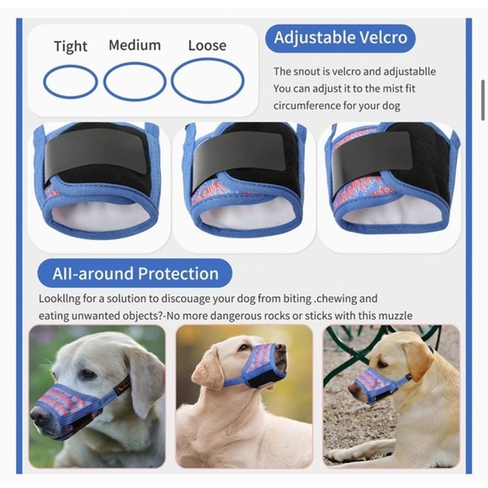 Dog Muzzle Nylon XS Print Muzzle Air Mesh Breathable Adjustable Loop Pets OC3A