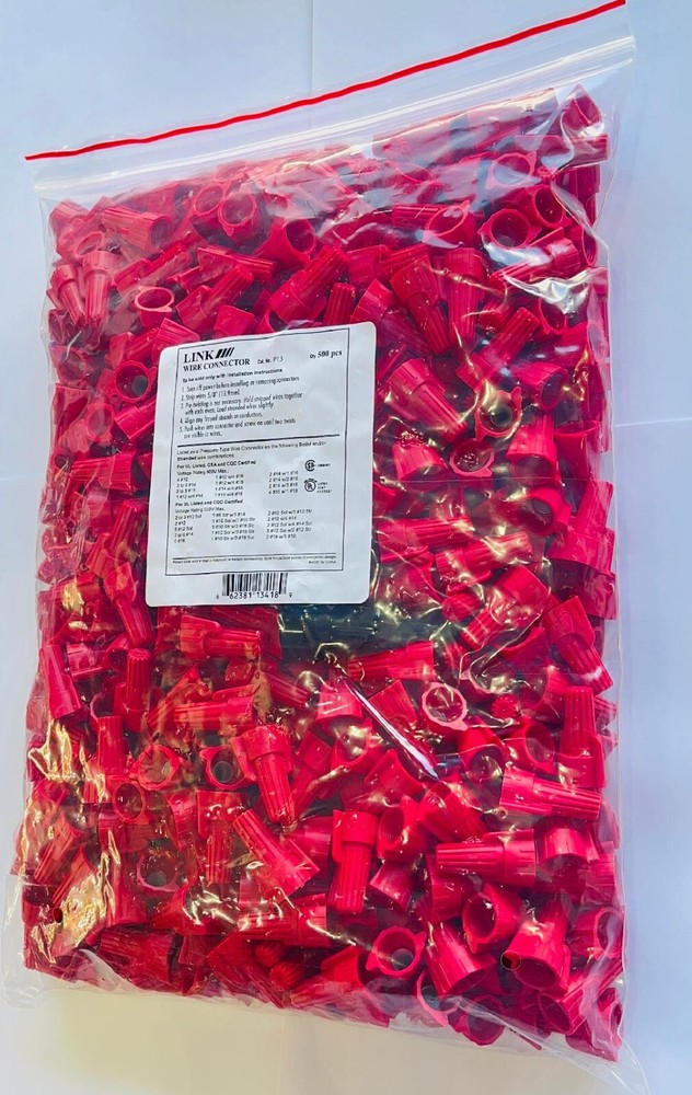 Winged Wire Connectors UL Listed 500 Pack - Red