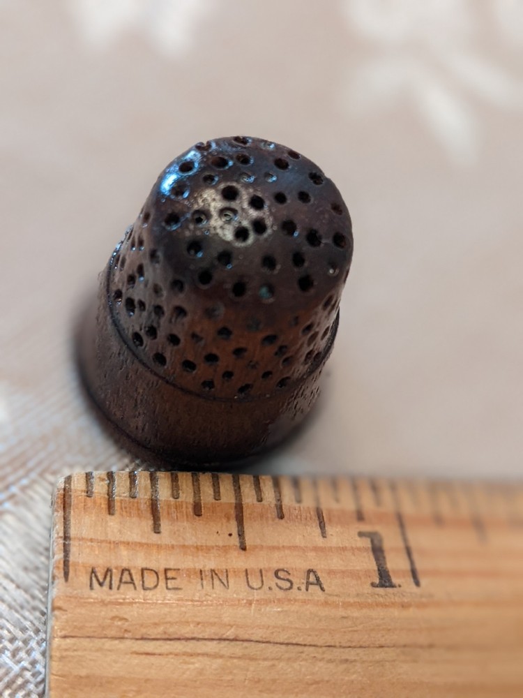 Antique Wooden Thimble, Initials MW