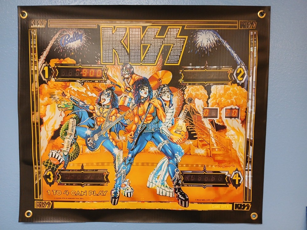 KISS Ballys Pinball Backglass Art BANNER Vintage 1979 Style! 2 Sizes!