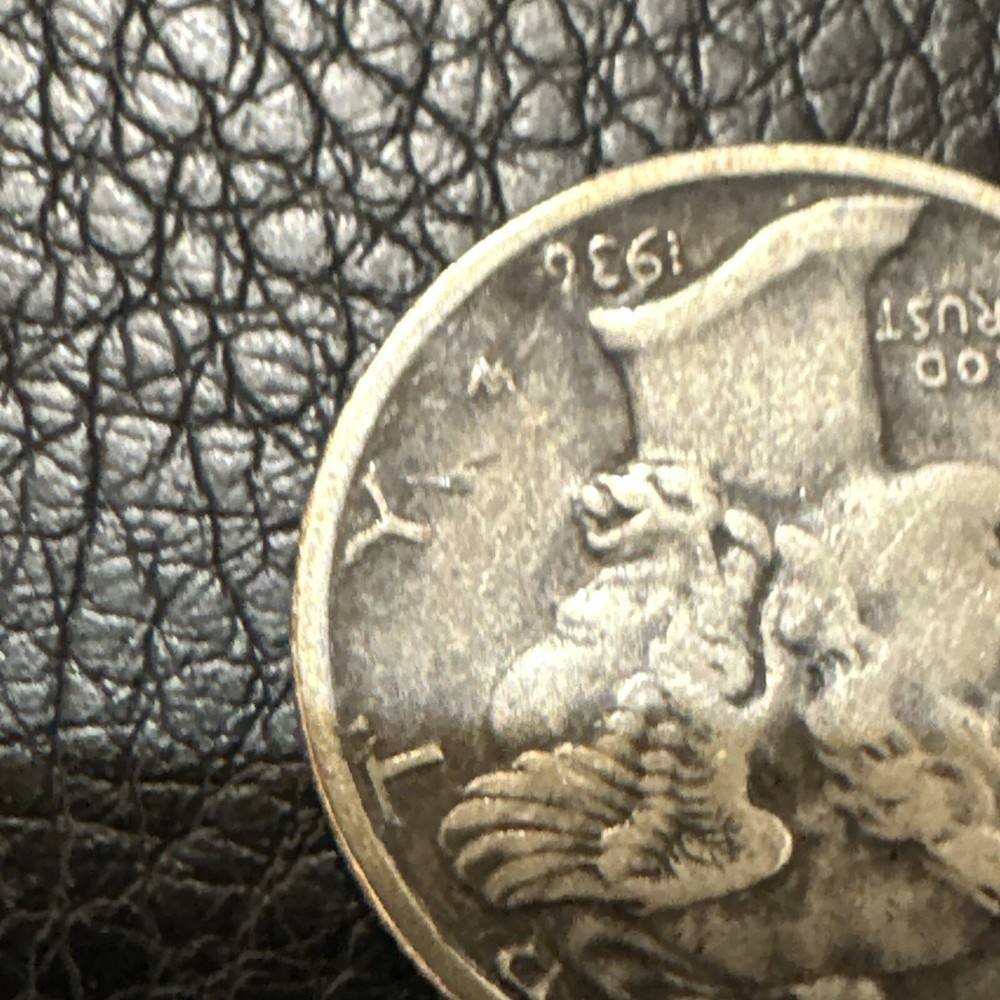 ERROR 1936 MERCURY DIME SILVER - DOUBLE TO DESIGNER INITIALS