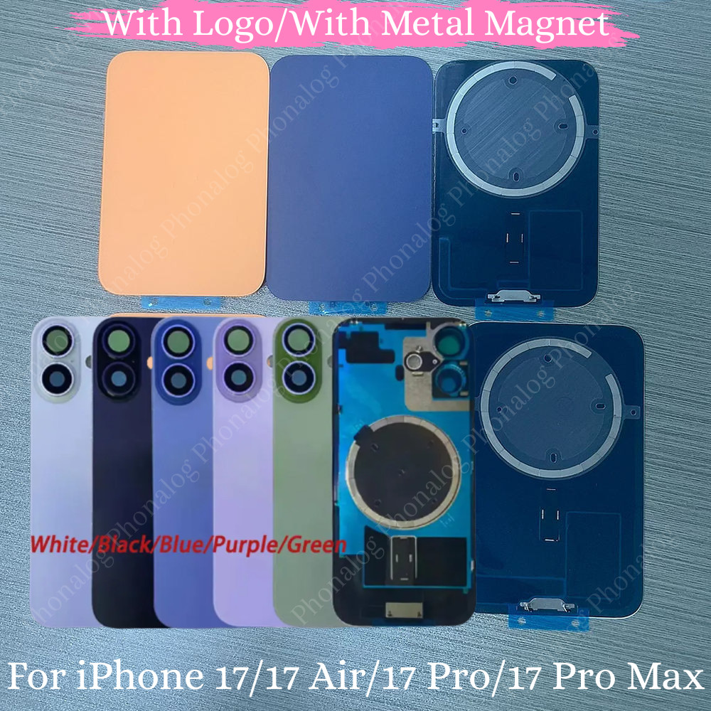 For iPhone 17/17Air /17 ProMax Lot Back Glass Replacement With Logo Metal Magnet
