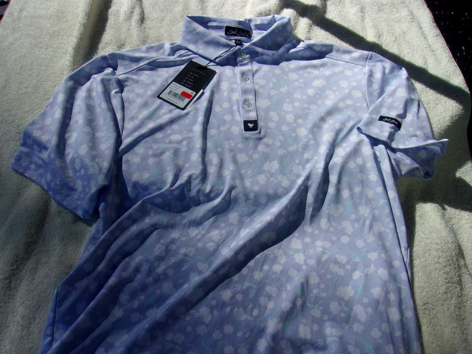 Bad Birdie Men's Golf Polo Shirt Purple Floral NWT L, XXL