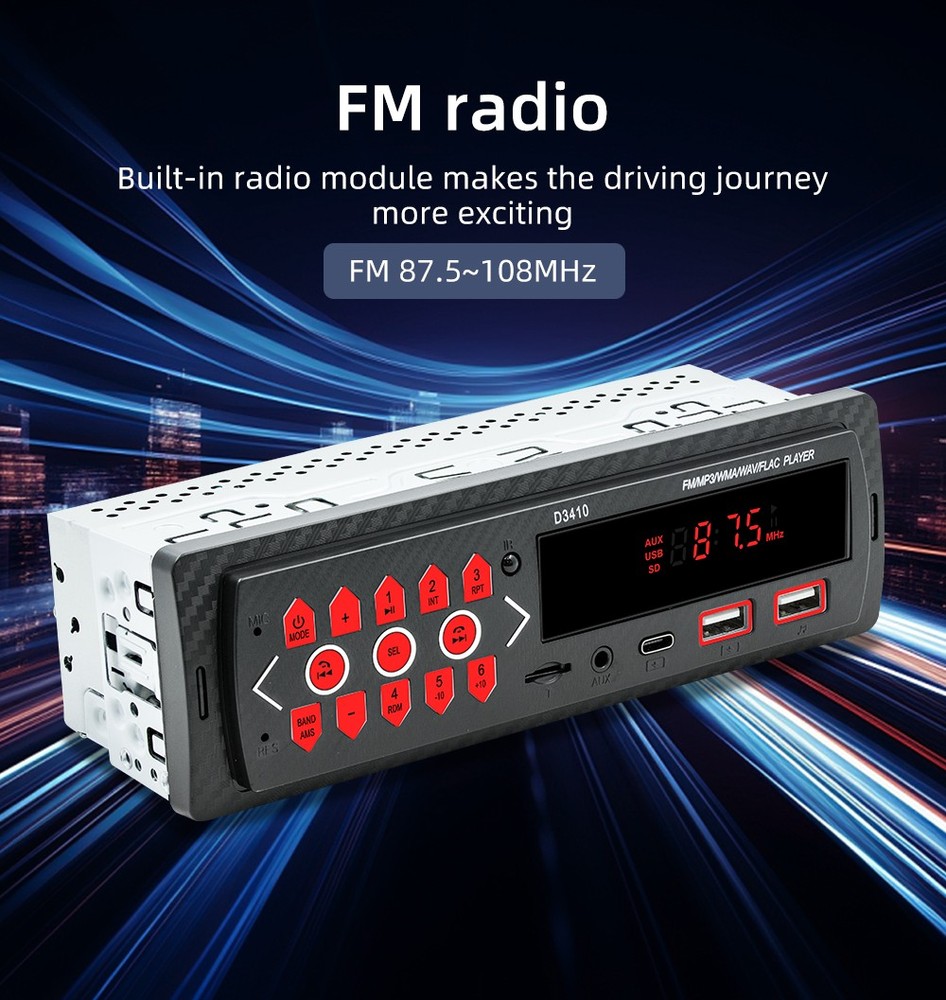 Car Stereo MP3 Player Audio In-Dash BT Call Aux Input Bluetooth FM Receiver USB