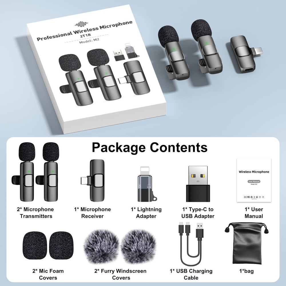 PoP voice USB C Mini Wireless Lavalier Microphone for iPhone/Android, Lapel M...