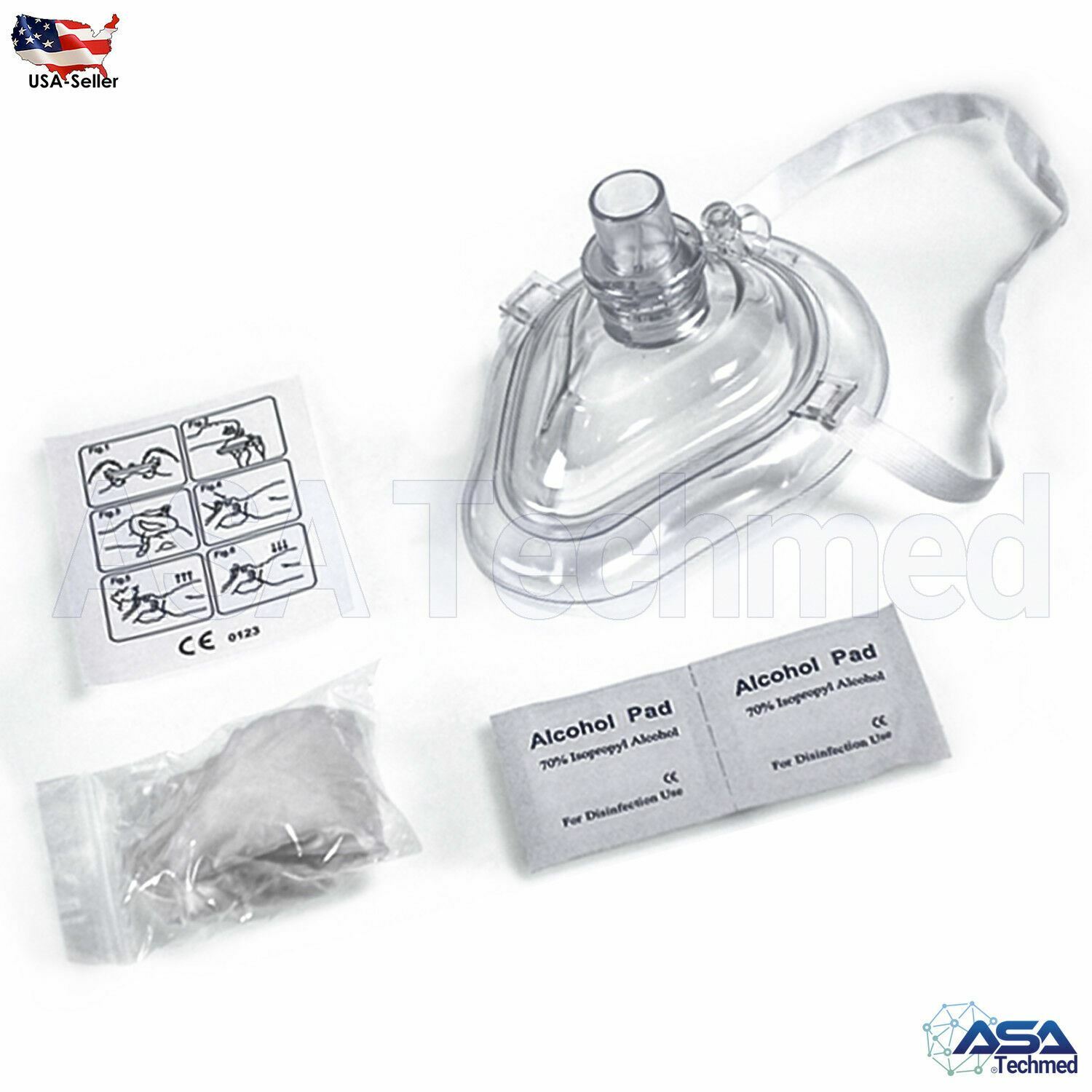 5 Pocket CPR mask in Hard Case - Mask w/O2 with Gloves