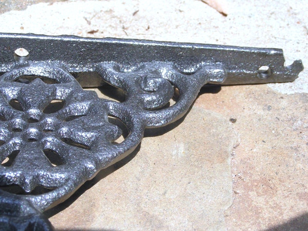 SIX Cast Iron Wall Shelf Brackets, small braces, corbels, Gray