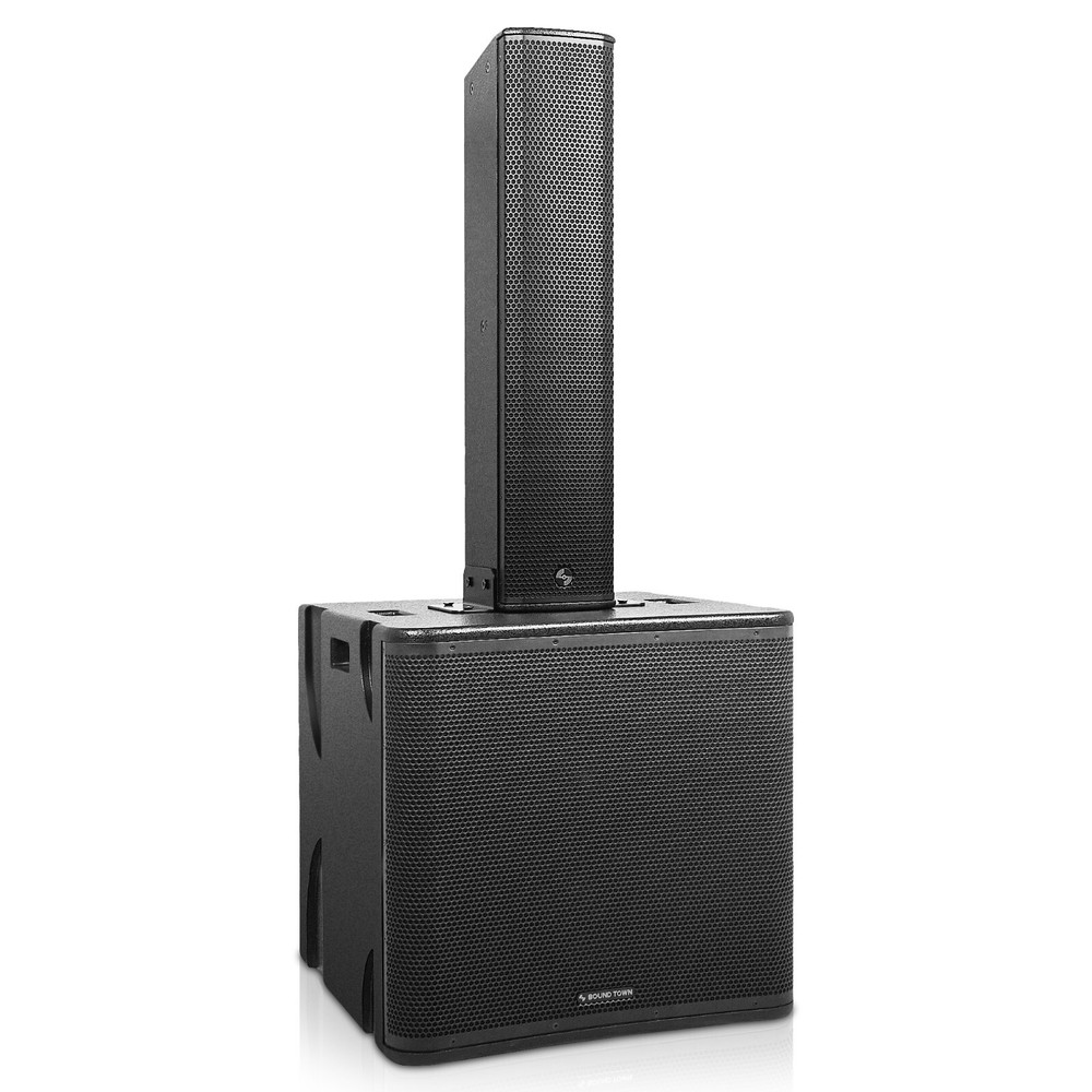 Sound Town Line Array Set, One 18" Sub, One Column Speaker, Black (PS-18SP6B1.1)