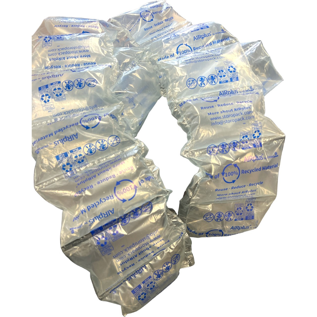 150 Pre-Filled Cushioning Air Pillows 5"x8" Eco Friendly 100% Recycled Material