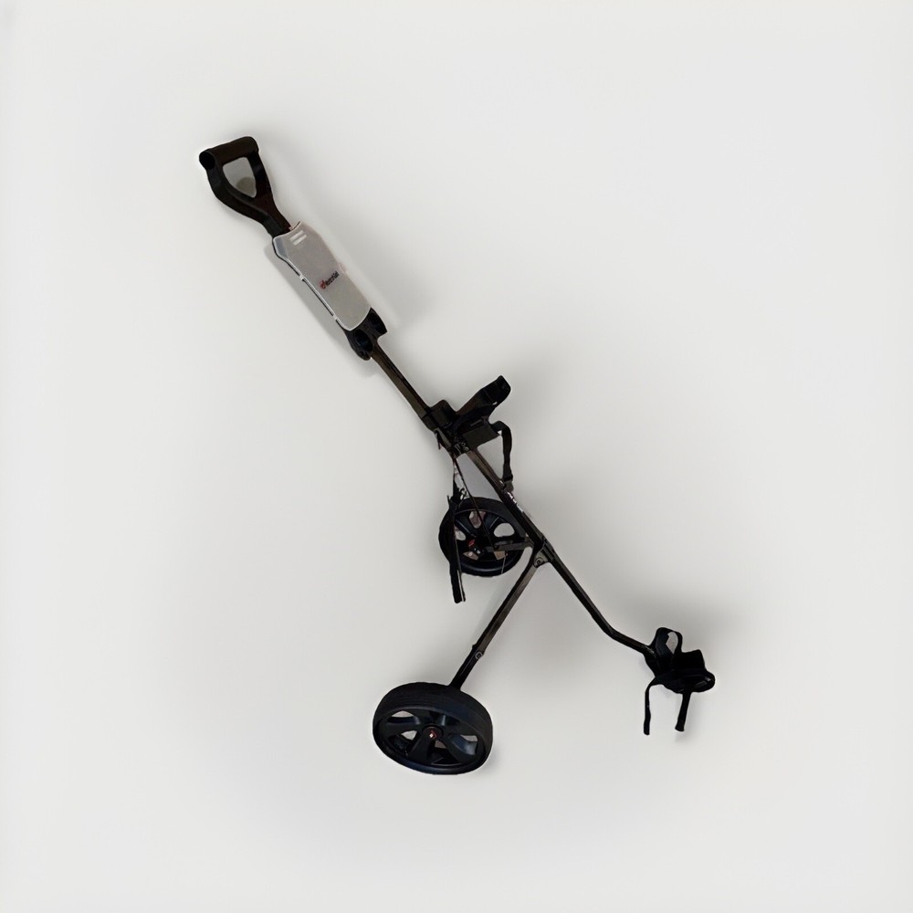 Golf Bag Cart 2 Wheels Foldable Push Pull Lightweight Adjustable Strap Black