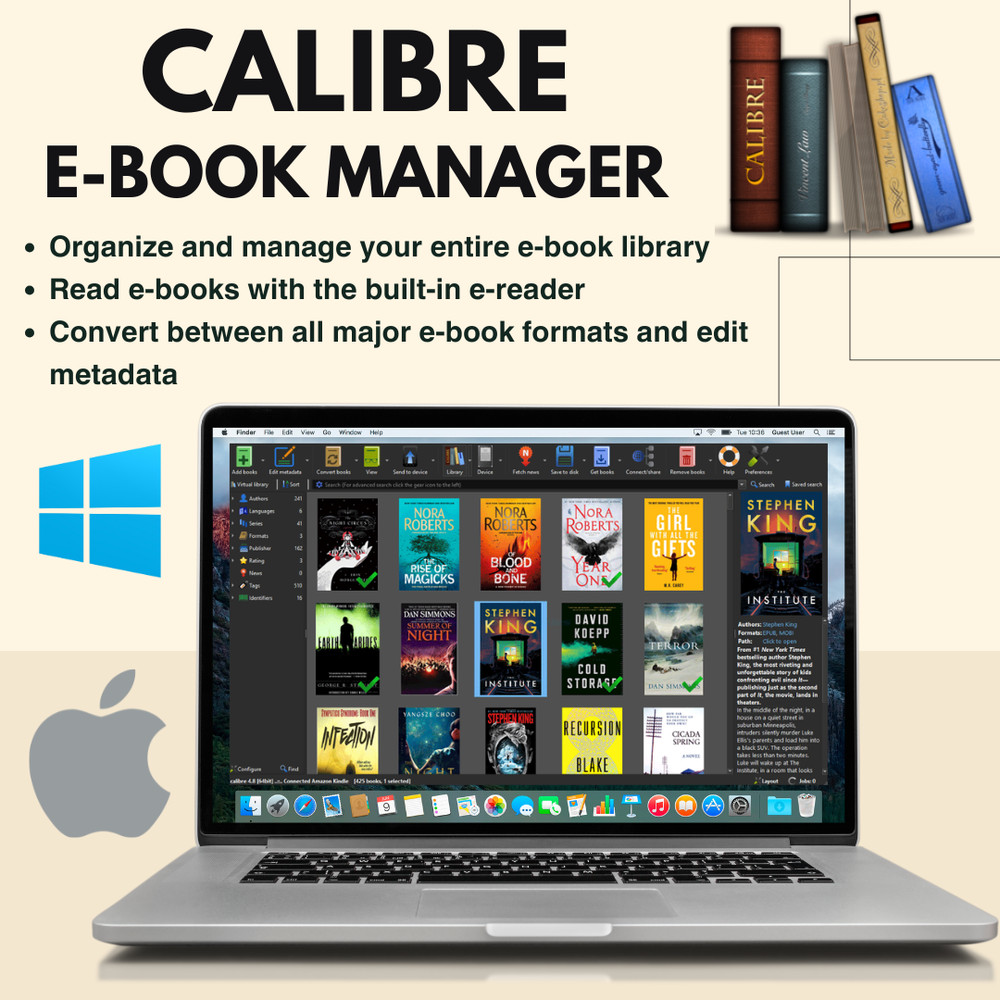Calibre E-Book Manager & E-Reader Software for Windows & MacOS on USB or DVD