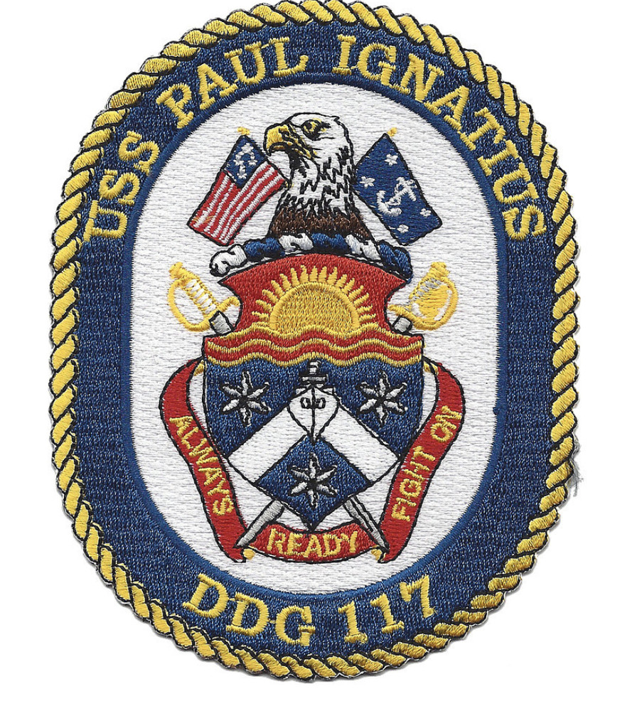 5" USS PAUL IGNATIUS DDG 117 NAVY EMBROIDERED  CREST  PATCH