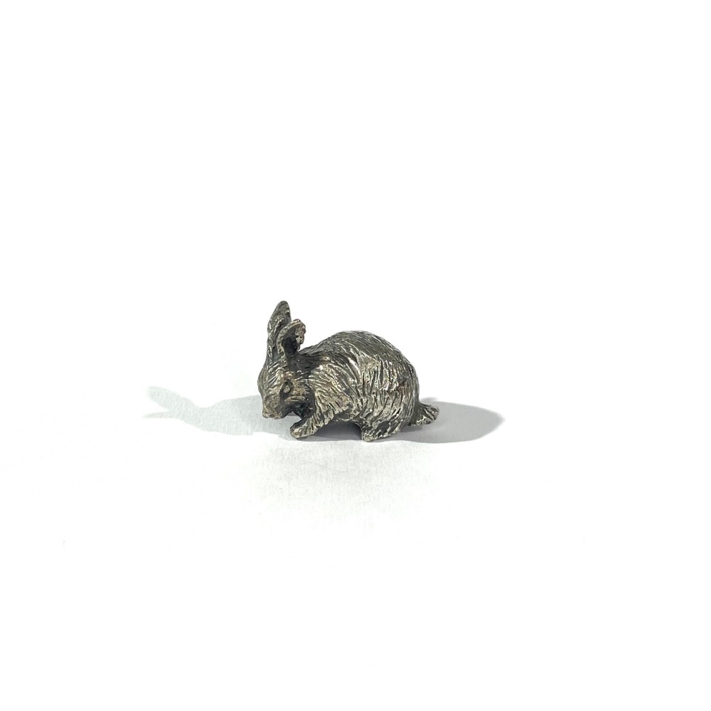 vintage solid silver rabbit miniature , hallmarked figurine