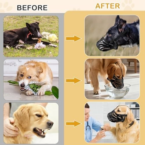 Soft Breathable Dog Muzzle - Adjustable Basket Design for Chewing, Biting & Groo