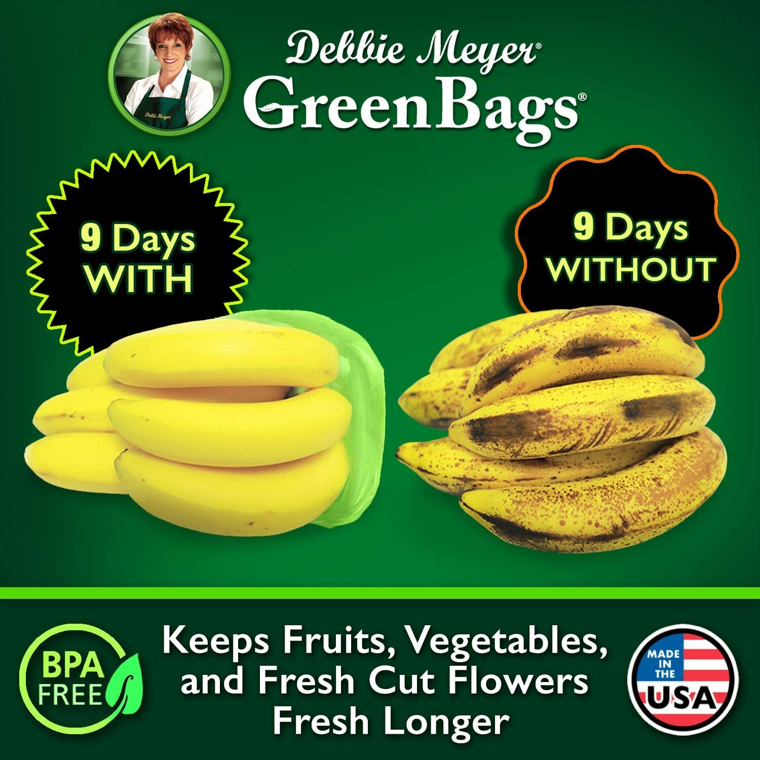 Debbie Meyer Green Bags 20-Pack (8M 8L 4XL) Keeps Fruits Vegetables Flower Fresh