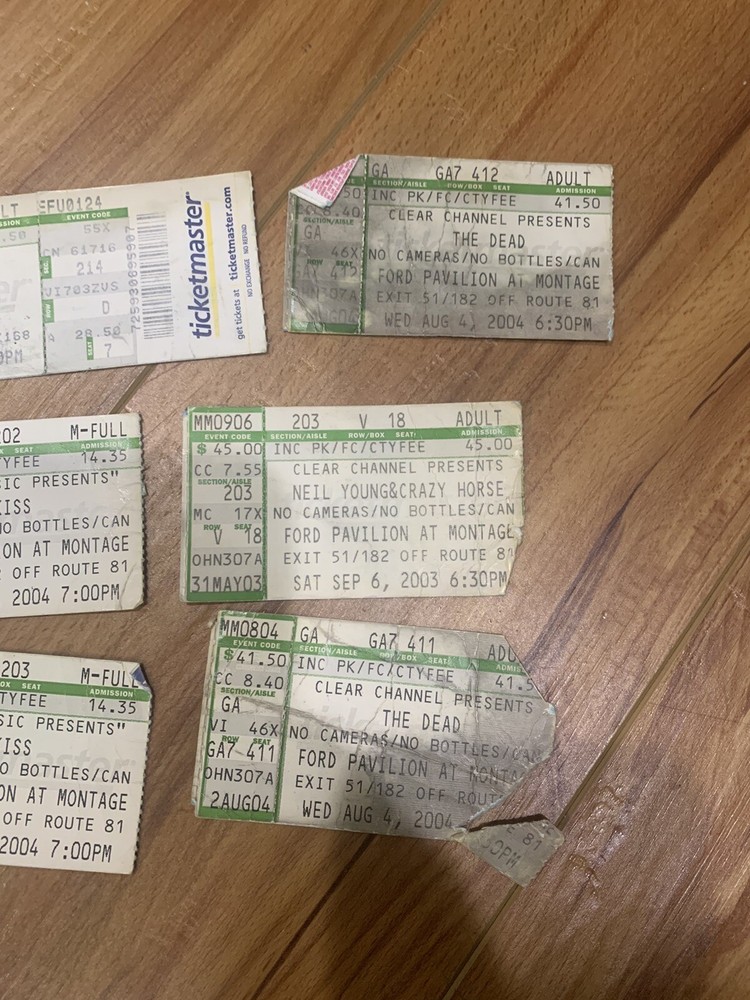 Lot 6 Rock Band Concert Ticket Stubs KISS 3 Doors Down The Dead Neil Young