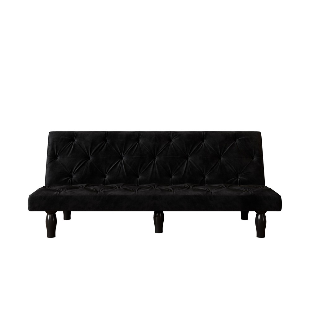 Sofa-to-Bed Evolution: 66" Black Velvet Sofa Bed Transforms Seamlessly, Ideal