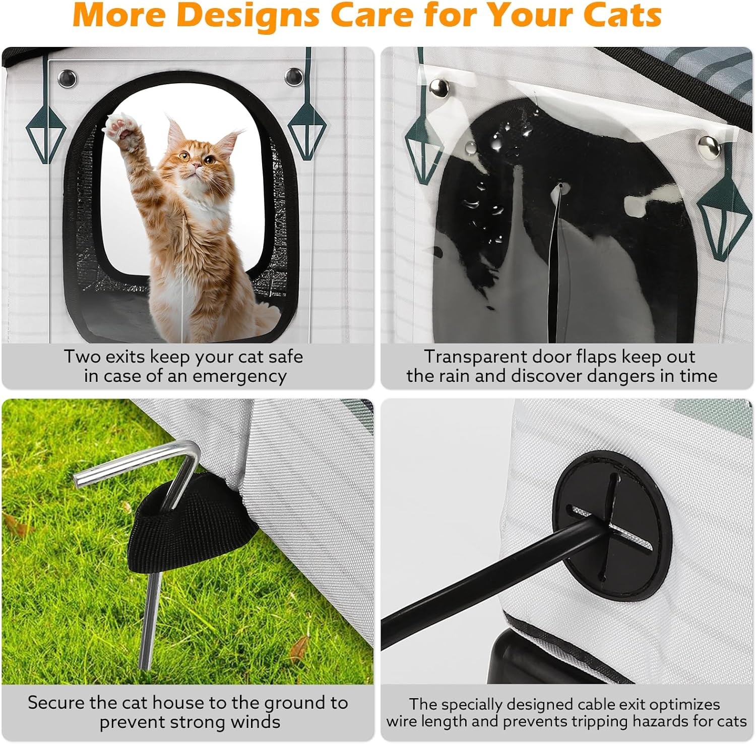 GASUR Weatherproof Heated Cat House for Outdoor Cats Insulated Heating Cat House