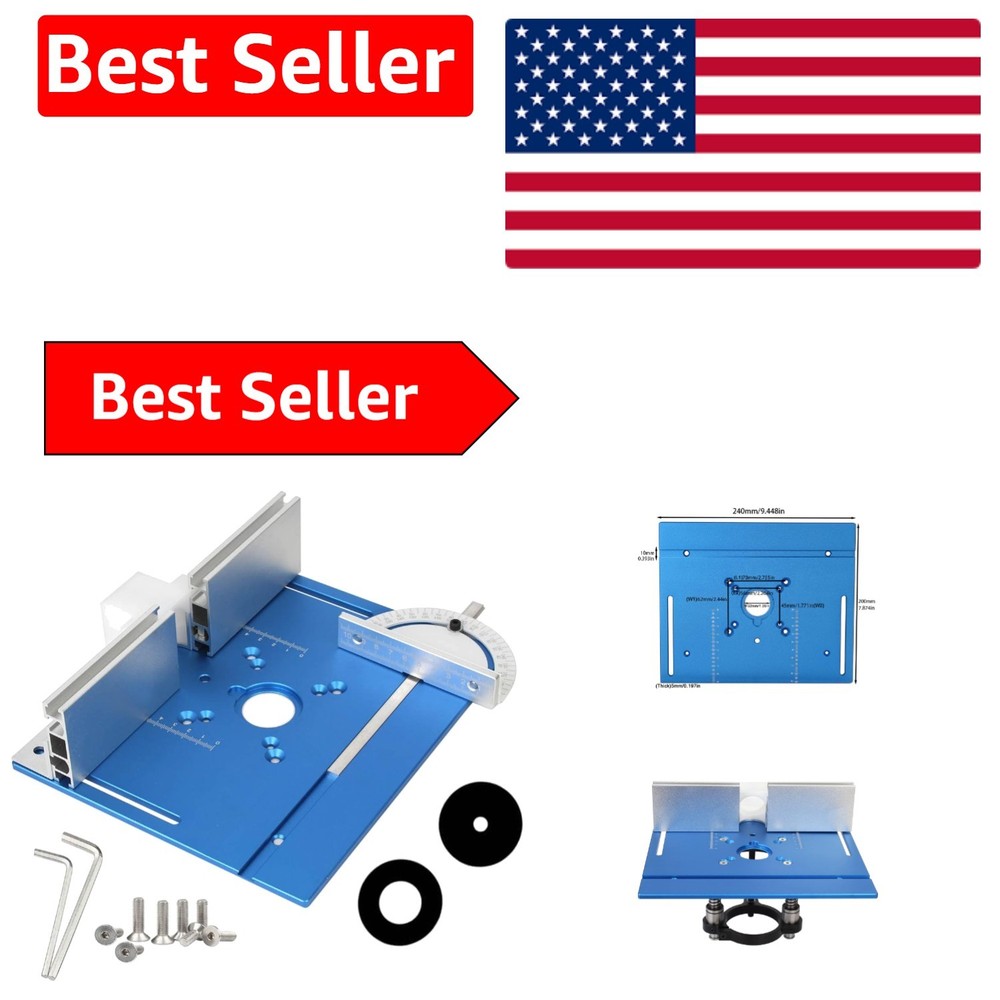 Versatile 9.4x7.9 Inch Aluminum Router Insert Plate with Adjustable Guide System