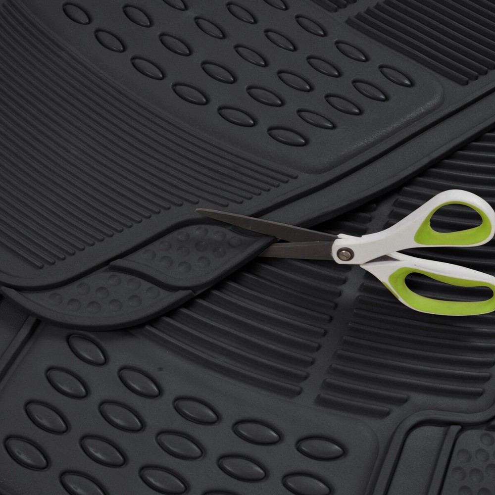 Rubber Car Floor Mats for All Weather Protection Full Front Rear Set HD Black