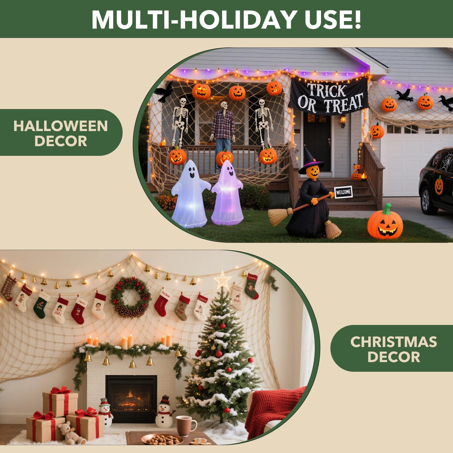 Jute Hemp Rope Net - 3.3X9.8Ft, Outdoor Climbing Net, Balcony and Stair Barrier,