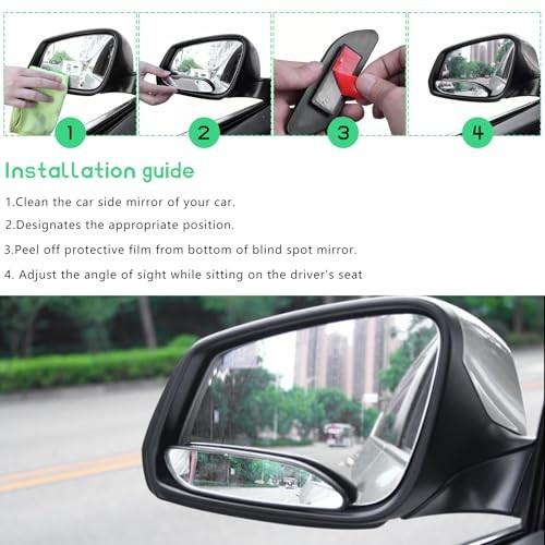 CS Blind Spot Car Mirror, Rectangular HD Glass Wide Angle Rearview Mirror 4P