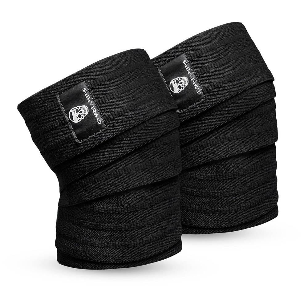 Knee Wraps (Pair) with Strap for Squats, Weightlifting, Powerlifting