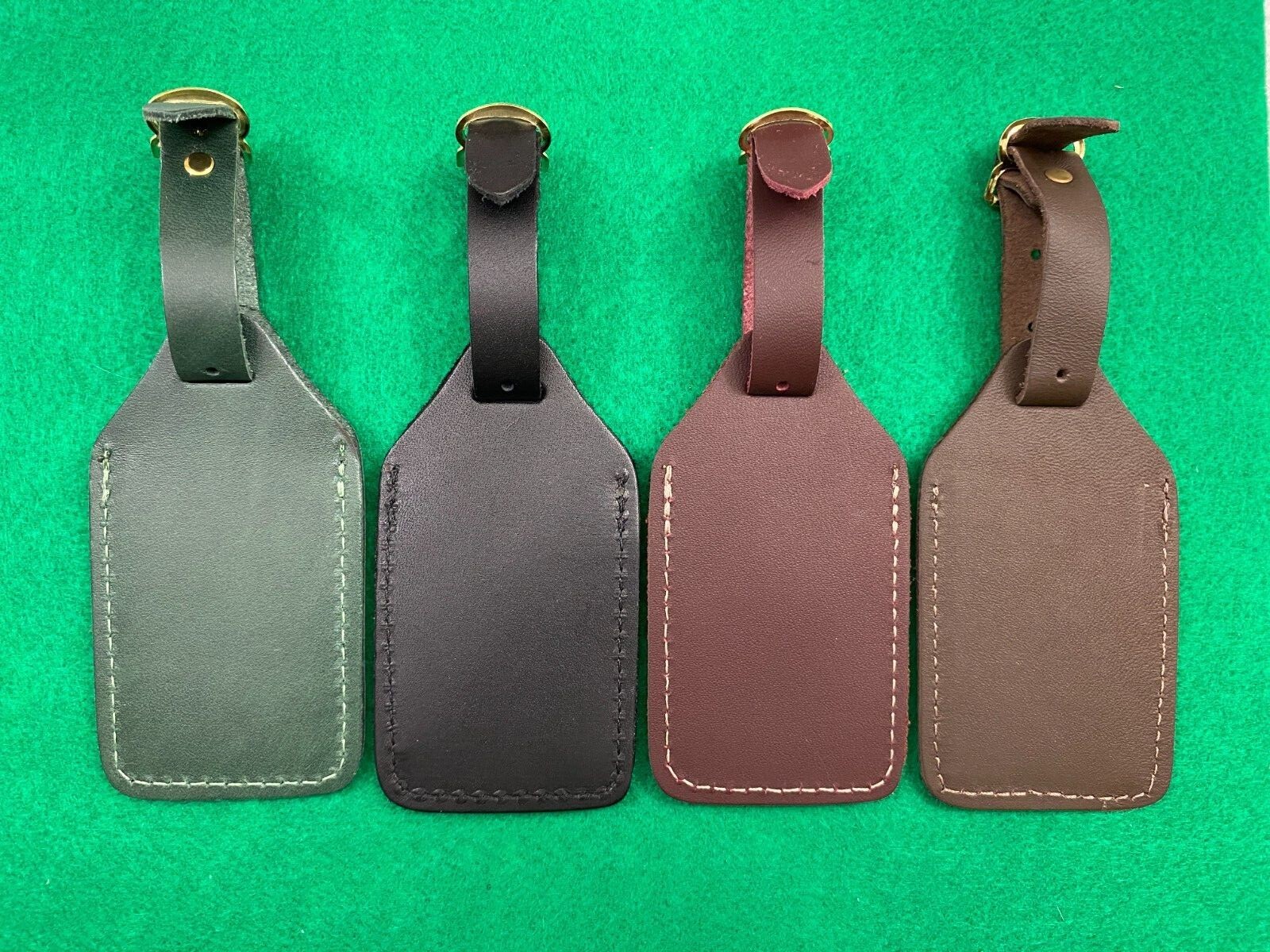 Pure Top Grain Leather Flap ID Luggage Tag Measure 4 L x 2 ⅛ W MADE IN USA