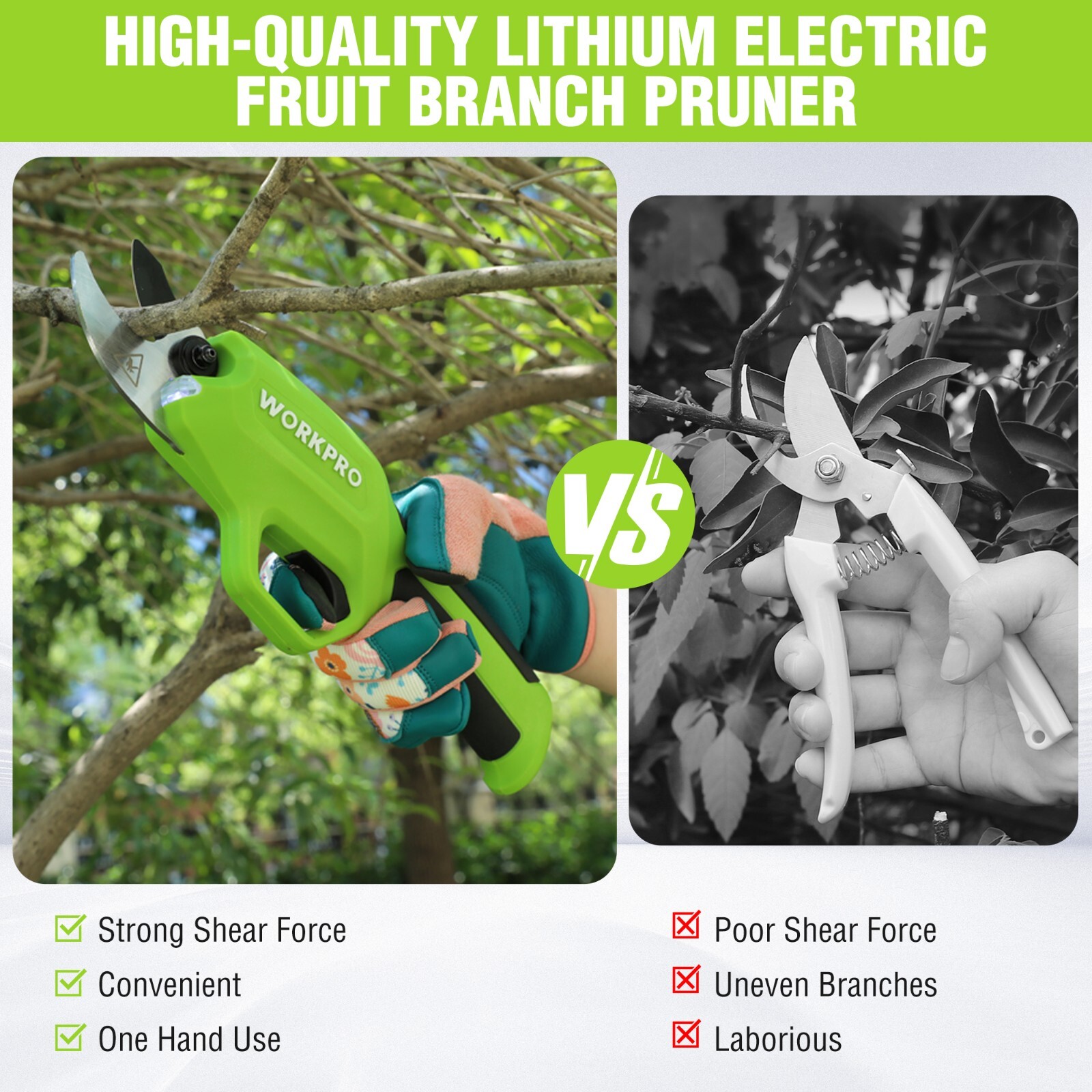 7.2V Battery Powered Electric Pruning Shear Cordless Tree Pruner Garden Scissors