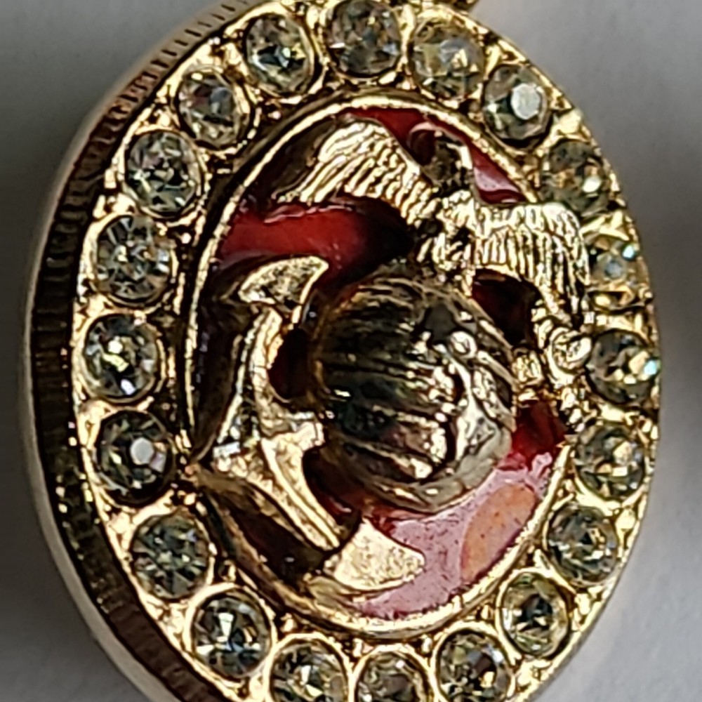 USMC Pin 2-Piece Globe Anchor & Shield Connected w/ Chain