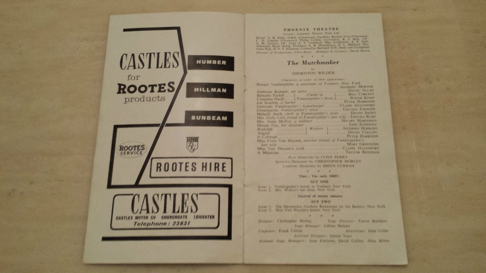 1960 Theatre Programme The Matchmaker - Thelma Ruby Anthony Morton
