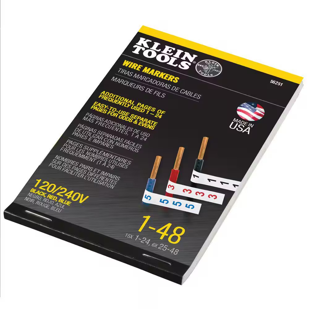 Wire Marker Book 120/240V 3 Phase 1-48