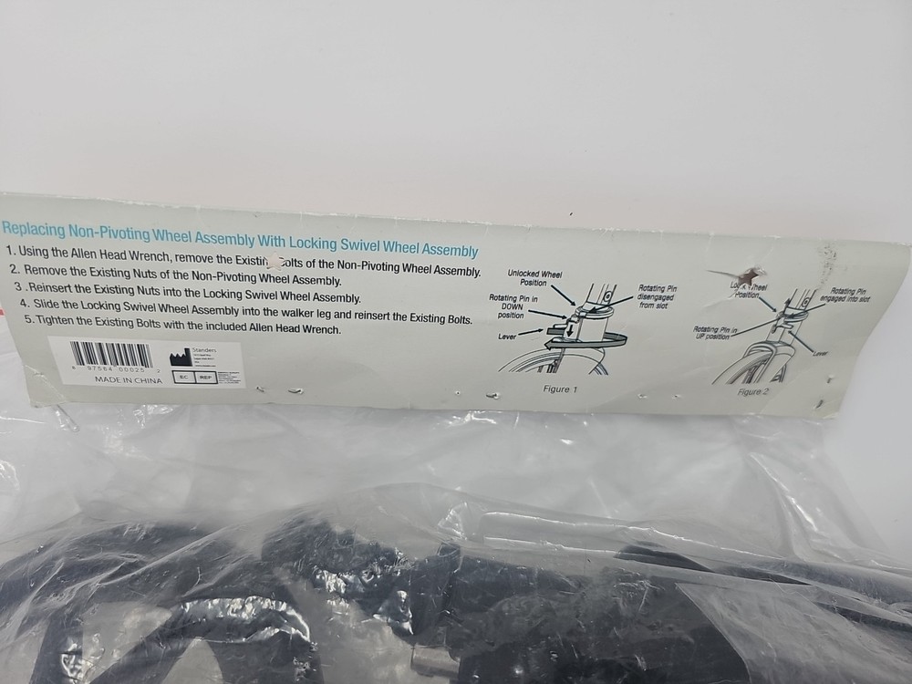 Stander 4308 Walker Locking Swivel Wheel Kit Replacement Casters