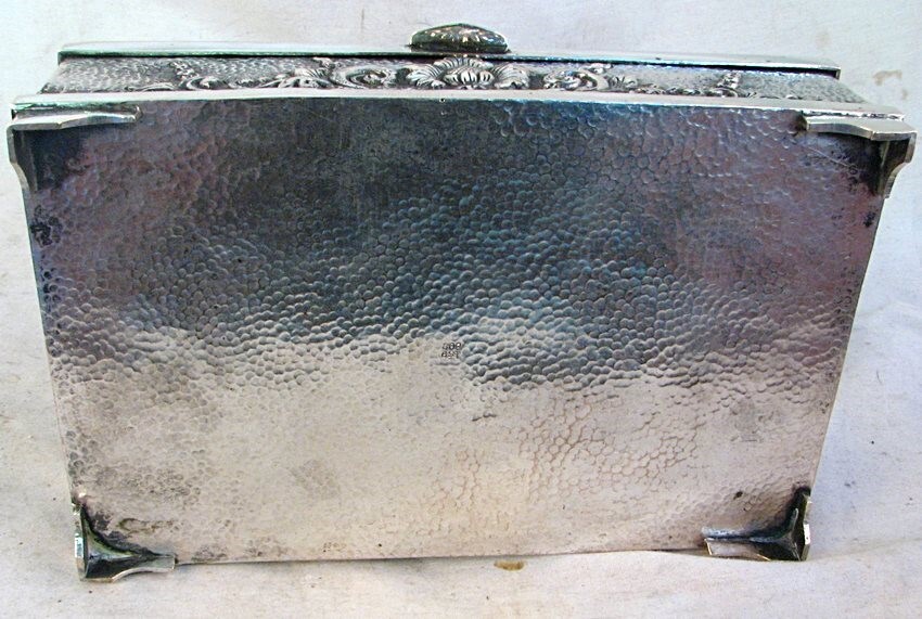 YOGYA SILVER BOX LARGE FINE REPOUSSE WORK SIGNED c.1940'S