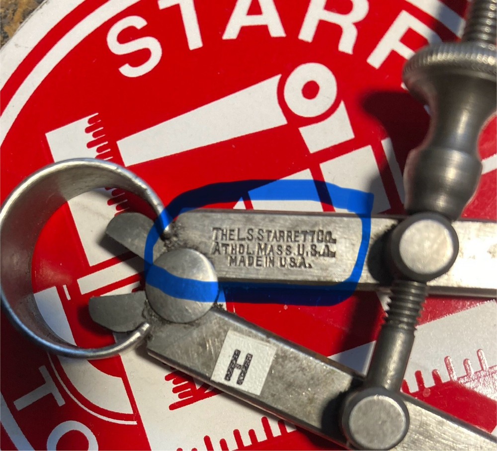 VINTAGE STARRETT FLAT LEG INSIDE CALIPER RANGE 4 INCH U.S.A