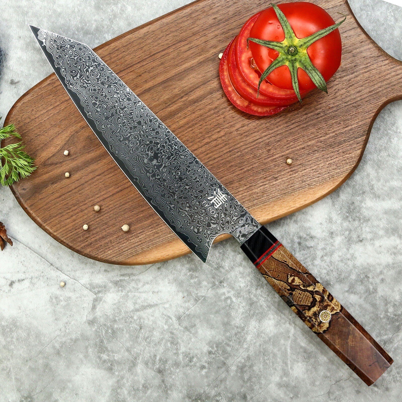 JAPANESE 8 INCH VG10 67 LAYER DAMASCUS CHEF KITCHEN KNIFE WOOD HANDLE KIRITSUKE