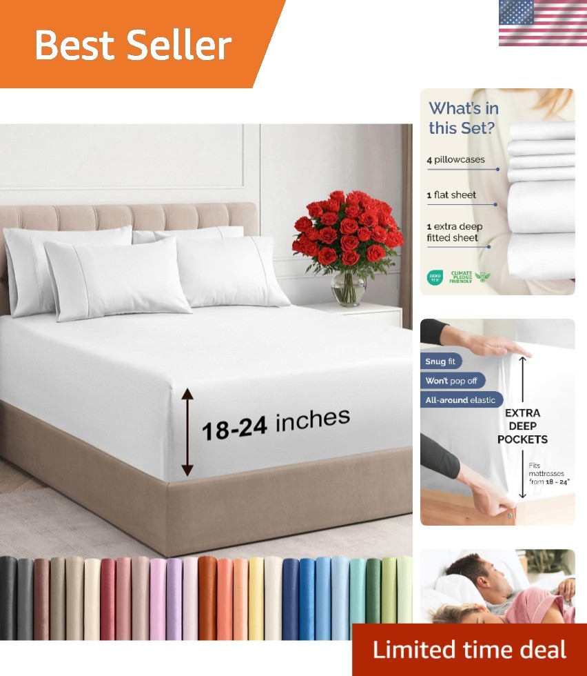 6-Piece King Sheet Set with Extra Deep Pockets - Breathable Microfiber Comfort