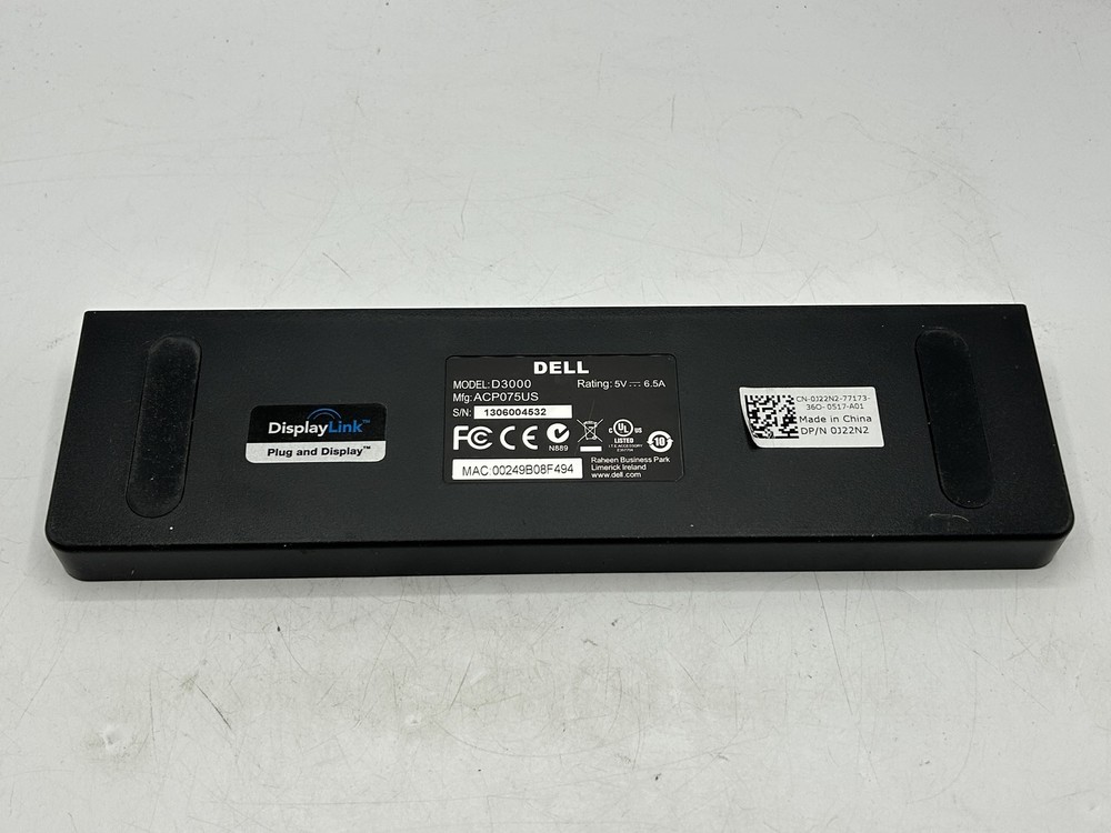 Dell SuperSpeed D3000 Dock Station for Latitude E5430 E5530 E5440 w/AC Adapter