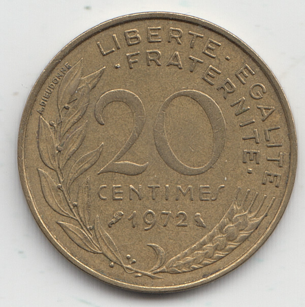 France 20 Centimes 1972 as shown