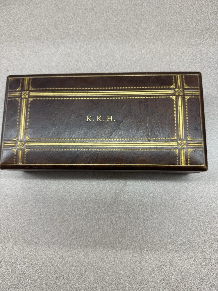 Tiffany & Co. Leather Tooled Desk/Cigarette Box Brown