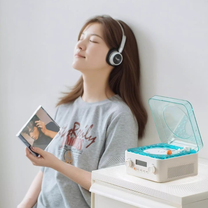 Turntable Bluetooth-compatible Speaker With Adjustable LED Light Music Player