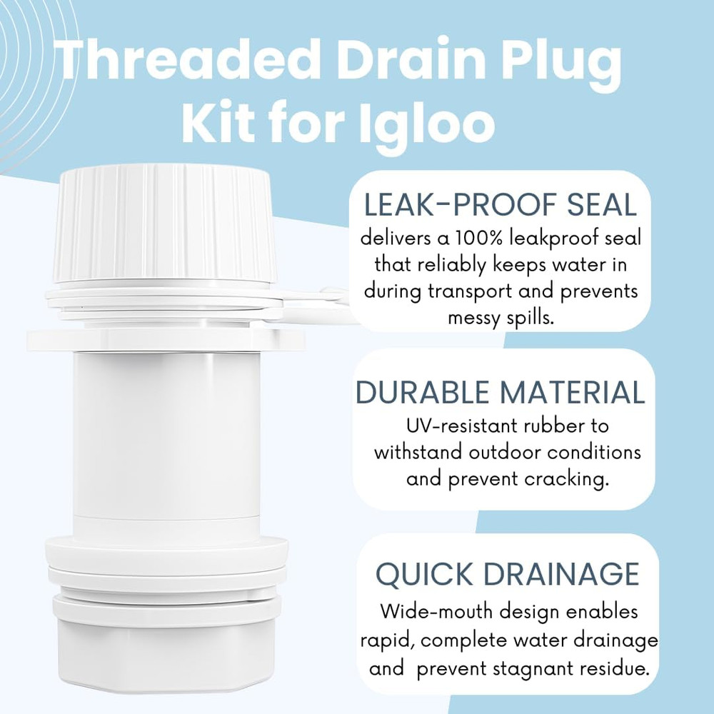 2 Pack Cooler Drain Plug Replacement Kit for Igloo,Ice Chest Drain Plug with ...