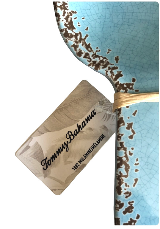 Tommy Bahama Speckled Salad Server Set Serving Spoon Fork Light Blue Rustic 11"