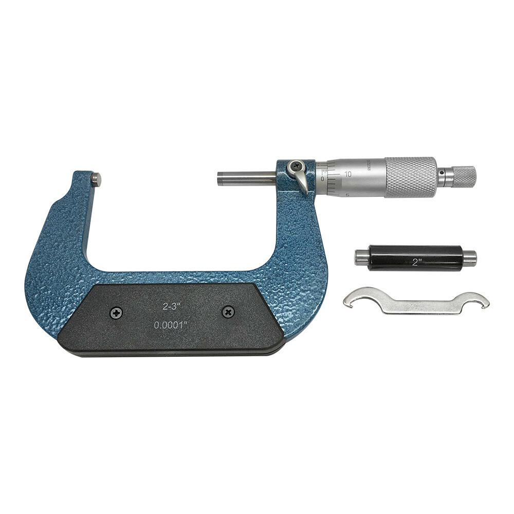 2"x2-3'' Outside Micrometer Solid Metal Frame 0.0001'' Graduation W Case Ratchet