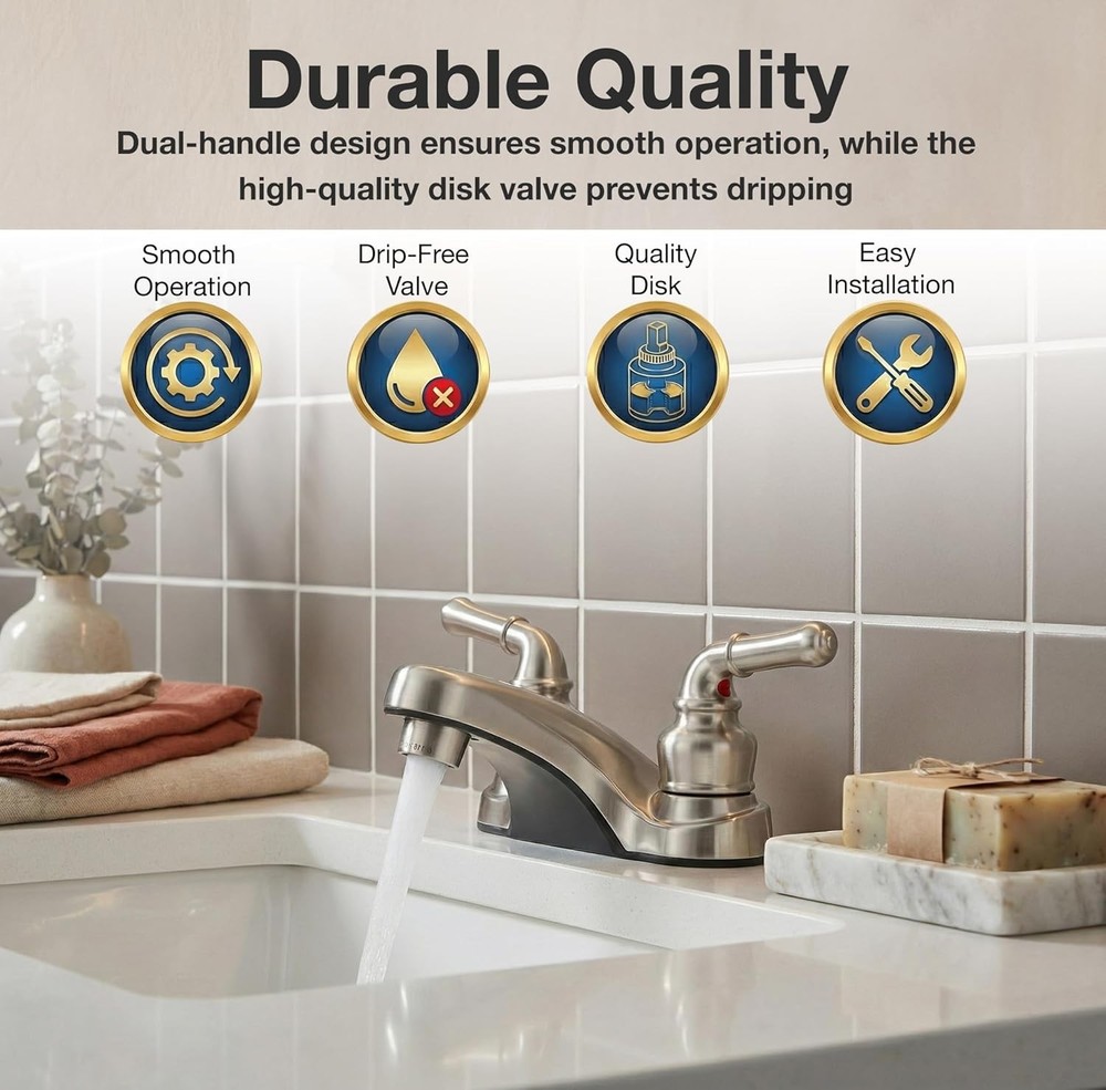 Bathroom sink faucet brushed nickel