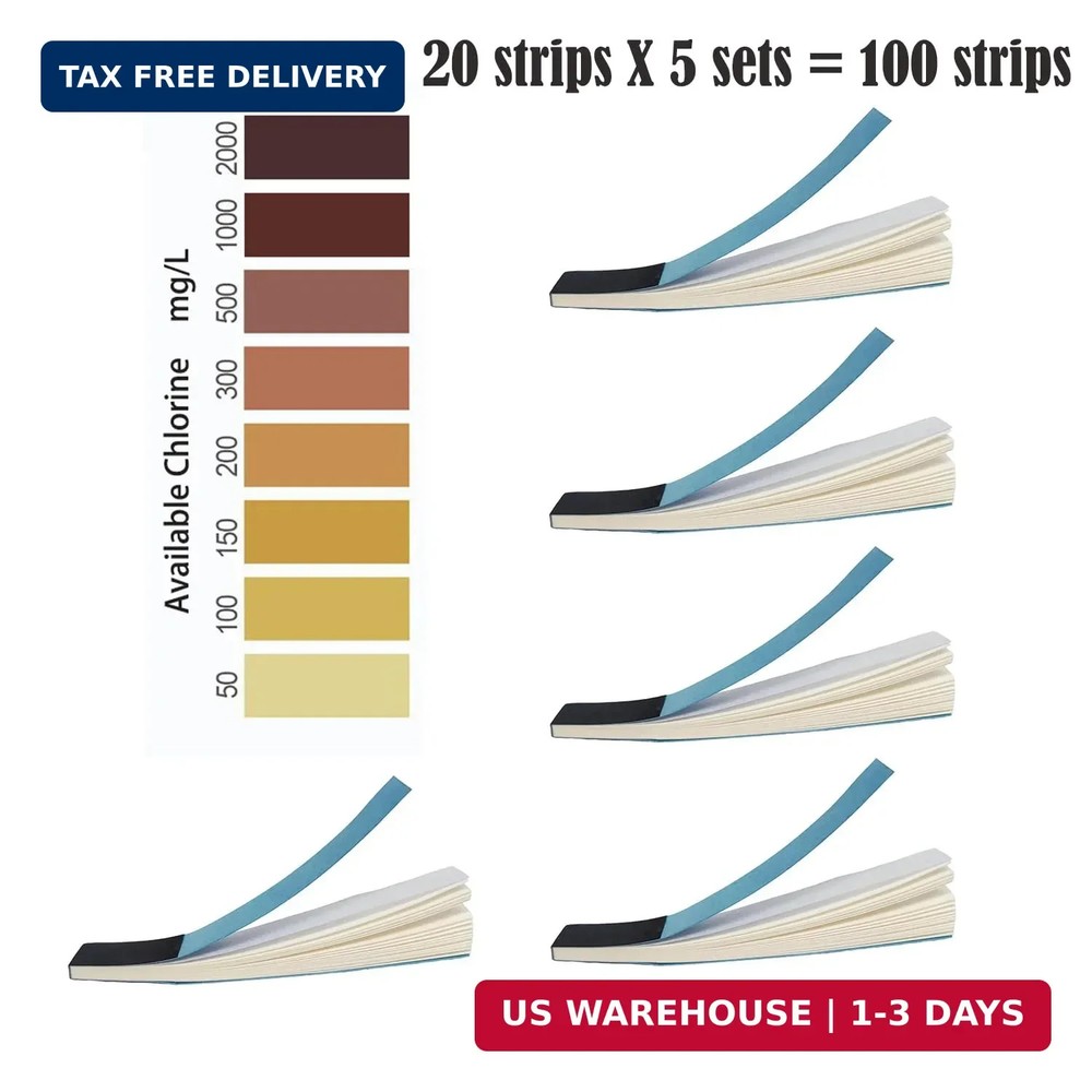 Chlorine Test Strips, Sodium Hypochlorite Solution Test Papers, Bleach Test Pape